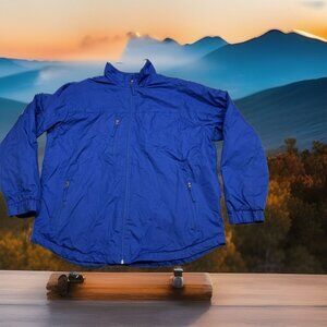 ✅Mens L Cold Storage Blue Lined Windbreaker Lightweight Jacket Hiking  *STAINING